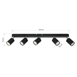 Outlet LED-POL Listwa 5-punktowa czarna ORO GAVIA