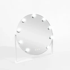 inny Lustra Dekoracyjne|Lustra^Lustro okrągłe z lampkami LED białe 44 cm