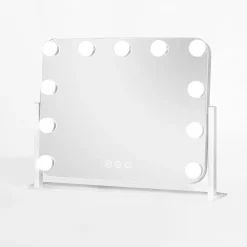 inny Lustra Dekoracyjne|Lustra^Lustro prostokątne z lampkami LED białe 44x7x36 cm