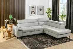 Outlet Softi Narożnik rozkładany jasnoszary LONIGO lewy
