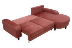Clearance Comfort Line Narożnik rozkładany koralowy NAPOLI prawy