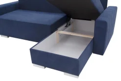 New Narożnik rozkładany z 2 pojemnikami granatowy ALBI