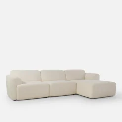 Best inny Narożnik z tkaniną bouclé jasnobeżowy CAMELLIA prawy