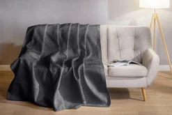 Discount Estetica Narzuta na łóżko pikowana w liście szara FERN 200x220 cm