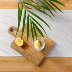 Clearance inny Obrus biały w srebrny marmur LYMIO 40x120 cm