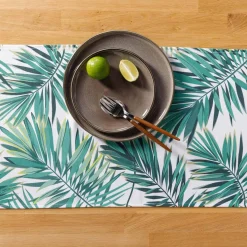 Sale inny Obrus biały w zielone liście GARDENA 40x120 cm