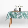 Hot inny Obrus biały w zielone liście GARDENA 140x240 cm