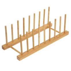 Suszarki I Ociekacze^Organizer stojak bambusowy na talerze i pokrywki 34x12 cm
