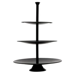 Miski, Patery I Półmiski^Patera piętrowa na ciasto i owoce 3 poziomy czarna 34 cm