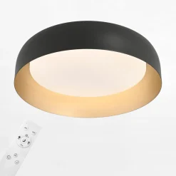 Discount Paul Neuhaus Plafon LED czarno-złoty OSKO z pilotem fi 40 cm