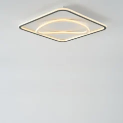 Zumaline Plafony|Wszystkie Lampy Sufitowe^Plafon LED kwadratowy czarno-złoty LENS 50x50 cm