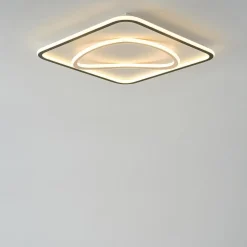 Zumaline Plafony|Wszystkie Lampy Sufitowe^Plafon LED kwadratowy czarno-złoty LENS 50x50 cm