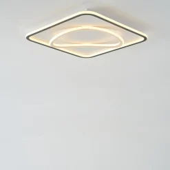 Zumaline Plafony|Wszystkie Lampy Sufitowe^Plafon LED kwadratowy czarno-złoty LENS 50x50 cm