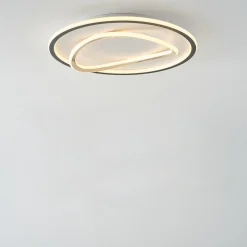 Zumaline Plafony|Wszystkie Lampy Sufitowe^Plafon LED okrągły czarno-złoty LENS 50 cm
