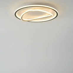 Zumaline Plafony|Wszystkie Lampy Sufitowe^Plafon LED okrągły czarno-złoty LENS 50 cm