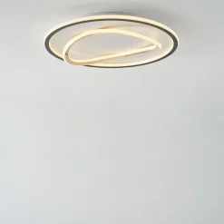 Zumaline Plafony|Wszystkie Lampy Sufitowe^Plafon LED okrągły czarno-złoty LENS 50 cm