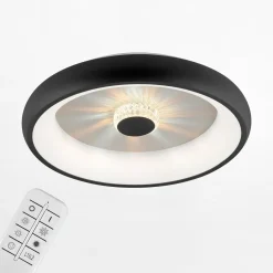 New Paul Neuhaus Plafon LED 29W czarny VERTIGO z pilotem fi 46,5 cm