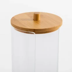 Discount inny Pojemnik na płatki kosmetyczne z pokrywką bambusową 18,5 cm