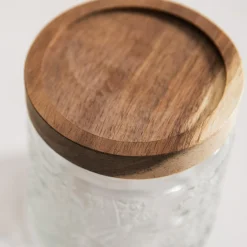 inny Pojemniki Na Żywność^Pojemnik szklany z akacjową pokrywką 500 ml