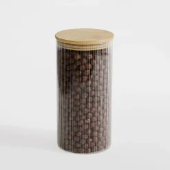 inny Pojemniki Na Żywność^Pojemnik szklany z bambusową pokrywką 1300 ml