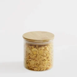 inny Pojemniki Na Żywność^Pojemnik szklany z bambusową pokrywką 600 ml