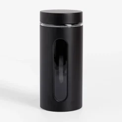 inny Pojemniki Na Żywność^Pojemnik szklany z metalową pokrywką czarny 1350 ml