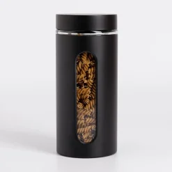 inny Pojemniki Na Żywność^Pojemnik szklany z metalową pokrywką czarny 1350 ml