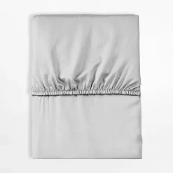 Discount inny Prześcieradło satynowe z gumką jasnoszare 140x200 cm