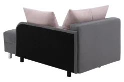 Outlet Sofa rozkładana szaro-różowa LETTO lewa