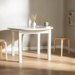 Sale Stół okrągły biały LUNI 110 - 160 cm