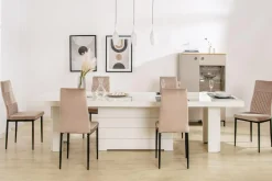Discount Stół rozkładany KOLOS II biały / nadruk marble marmur połysk