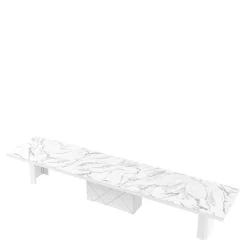 Stół rozkładany KOLOS MAX biały / nadruk marble marmur połysk