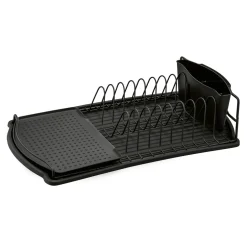 Outlet Suszarka do naczyń czarna z ociekaczem i tacą 47.5x26.5x11 cm
