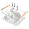 Hot Prima Cucina Suszarka do naczyń z drewnianymi uchwytami biała 36x26x16,5 cm