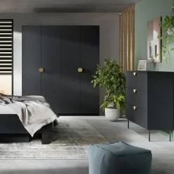 Outlet inny Szafa 4-drzwiowa czarna MOND