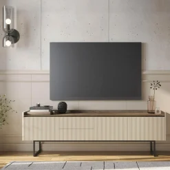 LENART Szafki Rtv|Szafki^Szafka RTV ryflowana z oświetleniem LAGO 192 cm