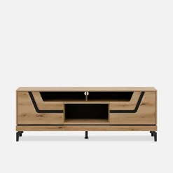 Clearance Furni Home Szafka RTV z czarnym dekorem KRIS