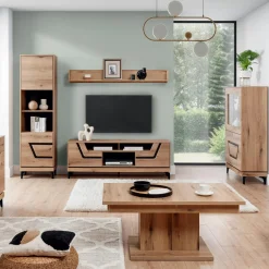 Clearance Furni Home Szafka RTV z czarnym dekorem KRIS