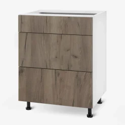 Clearance Szafka stojąca z szufladami BASIC PLUS BP/D60S3 dark rockfort hickory