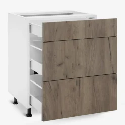 Clearance Szafka stojąca z szufladami BASIC PLUS BP/D60S3 dark rockfort hickory