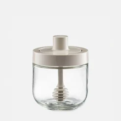 Outlet inny Szklany pojemnik na miód z czerpakiem 300 ml jasnoszary