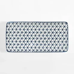 Clearance inny Talerz prostokątny biało-niebieski ALORA 25x12 cm