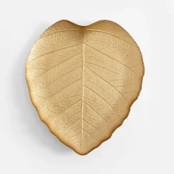 inny Miski, Patery I Półmiski^Talerz złoty LIŚĆ 28 cm