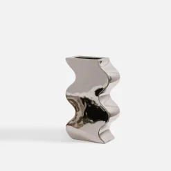 inny Wazony^Wazon geometryczny srebrny 25 cm