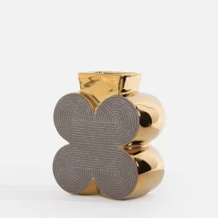Clearance inny Wazon nowoczesny szaro-złoty 15 cm