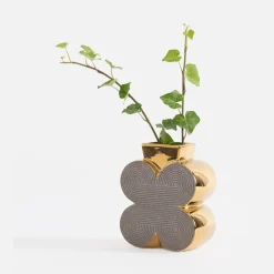 Clearance inny Wazon nowoczesny szaro-złoty 15 cm
