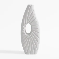 inny Wazony^Wazon żłobiony biały 35 cm