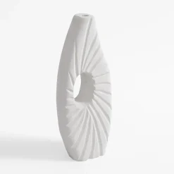 inny Wazony^Wazon żłobiony biały 35 cm