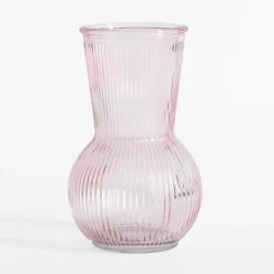 inny Wazony^Wazon różowy prążkowany 17,5 cm