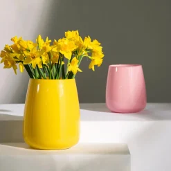 inny Wazony^Wazon szklany żółty ZINNIA 17 cm